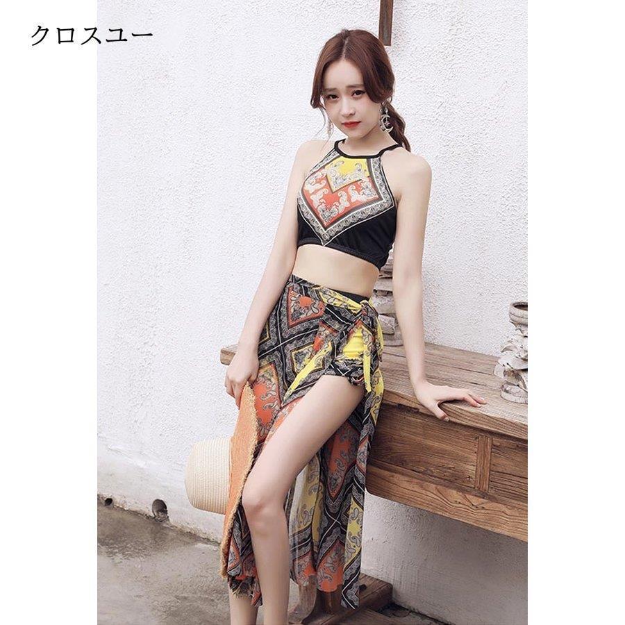 タンキニ レディース ビキニ 水着 ３点セット スイムウェア エスニック柄 パレオ 水泳服 ワイヤー無し ホルターネック ビーチウェア | ブランド登録なし | 08
