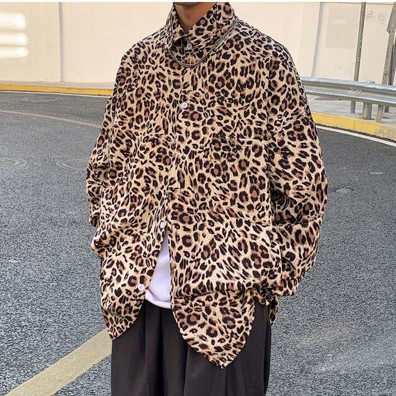 長袖シャツ メンズ 柄シャツ 豹柄 折り襟 前開き ス カジュアル ストリート系 ゆったり ファッション 春秋 21年秋新作 きれいめ おしゃれ | ブランド登録なし | 05