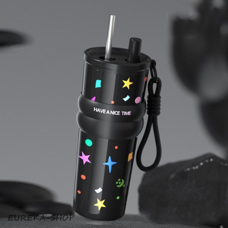 710ml タンブラー セラミック 二重構造 真空 セラミックタンブラー 蓋付き ストロー付き 炭酸 保冷 耐熱 保温 携帯 持ち運び コーヒーカ | ブランド登録なし | 03