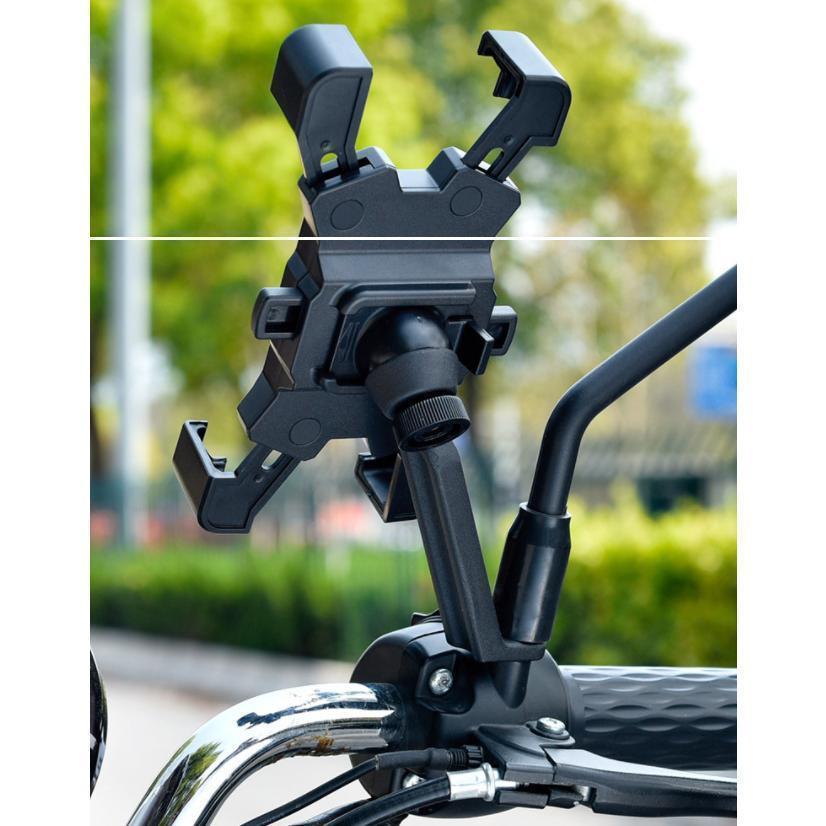 スマホホルダー オートバイ バイク用スクーター 原付 ハンドル装着 ミラー 360度回転 角度調整可能 便利 ナビ 固定 マウント スタン | ブランド登録なし | 07