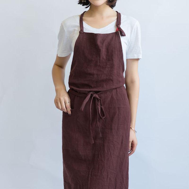 エプロン リネン おしゃれ ワンピース レディース メンズ リネンエプロン カフェ キッチン 北欧 保育士 綿 麻 無地 男女兼用 韓国 細身 | ブランド登録なし | 14