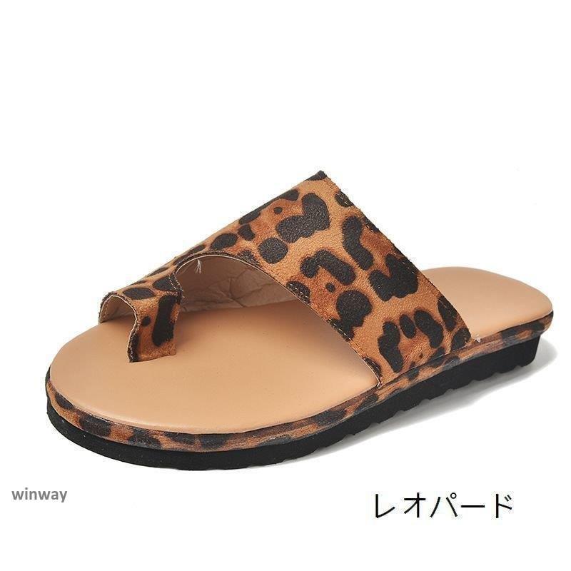 トングサンダル フラットサンダル カットオフ レディース シューズ 靴 ぺたんこ 春夏 無地 ヒョウ柄 パイソン 親指ベルト カジュアル リゾート お | ブランド登録なし | 18