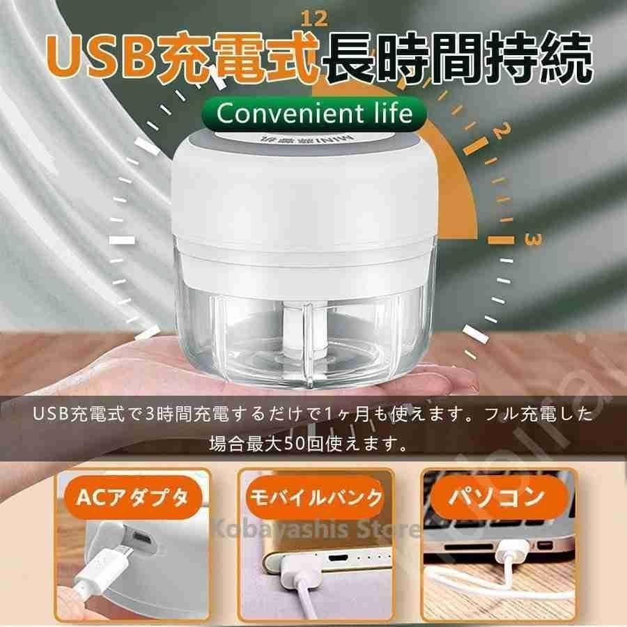 ミンサー 電動ミンサー ミニ みじん切り器 玉ねぎ 電動式 USB充電式 スライサー 押す スライサー 野菜 にんにく ミキサー | ブランド登録なし | 05