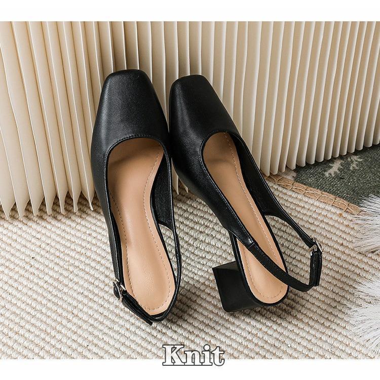 バックストラップ パンプス 痛くない 太ヒール ローヒール4.5cm ストラップ エナメル スクエアトゥ オフィスシューズ チャンキーヒール | ブランド登録なし | 17