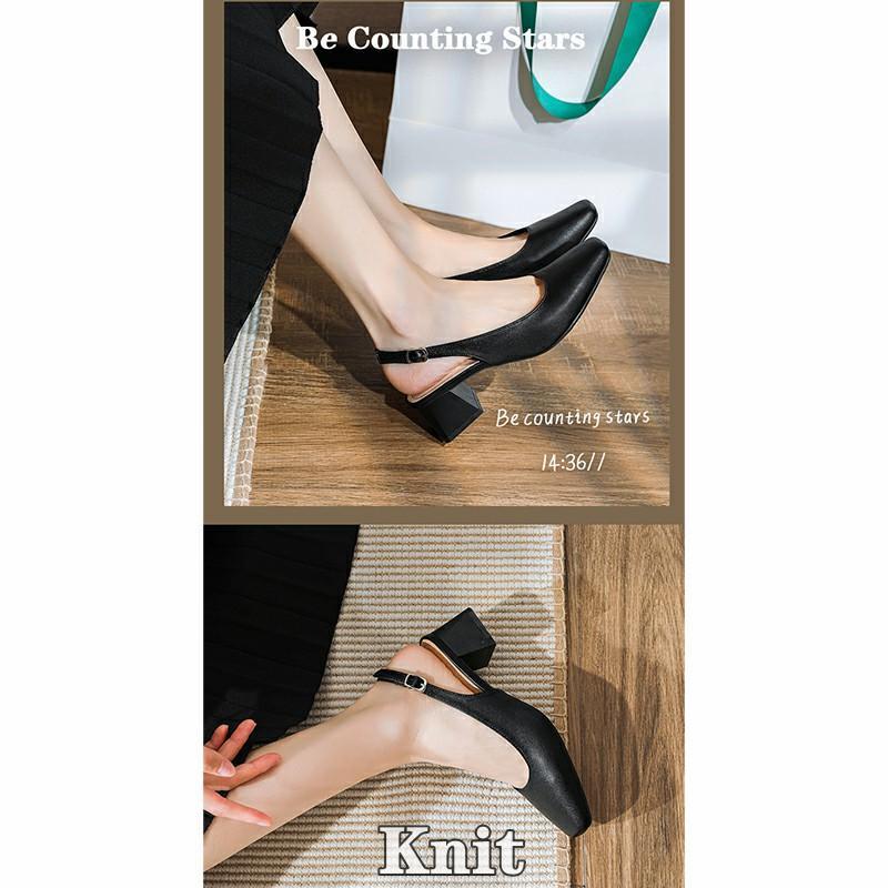 バックストラップ パンプス 痛くない 太ヒール ローヒール4.5cm ストラップ エナメル スクエアトゥ オフィスシューズ チャンキーヒール | ブランド登録なし | 07