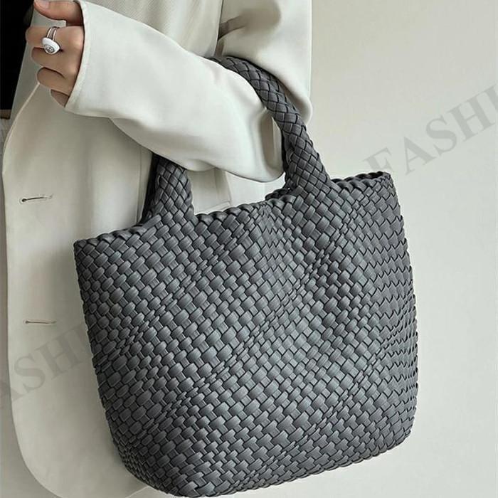 イントレチャート トートバッグ メッシュ 手編み 編みこみ メッシュ編み レディース バッグ PU レザー 革 合皮 メッシュトートバッグ 編みバッグ | ブランド登録なし | 05