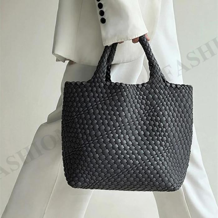 イントレチャート トートバッグ メッシュ 手編み 編みこみ メッシュ編み レディース バッグ PU レザー 革 合皮 メッシュトートバッグ 編みバッグ | ブランド登録なし | 07