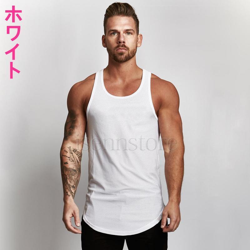 無地 Tシャツ メンズ トップス ノースリーブ タンクトップ 薄手 スポーツウェア レーニングウェア フィットネス ジムウェア ランニング 運動 | ブランド登録なし | 01