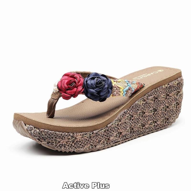 エスニック サマーサンダル ビジュー付き レディース トング アジアン ビーチサンダル 6.5cm ウェッジ サンダル 靴 厚底サンダル | ブランド登録なし | 14