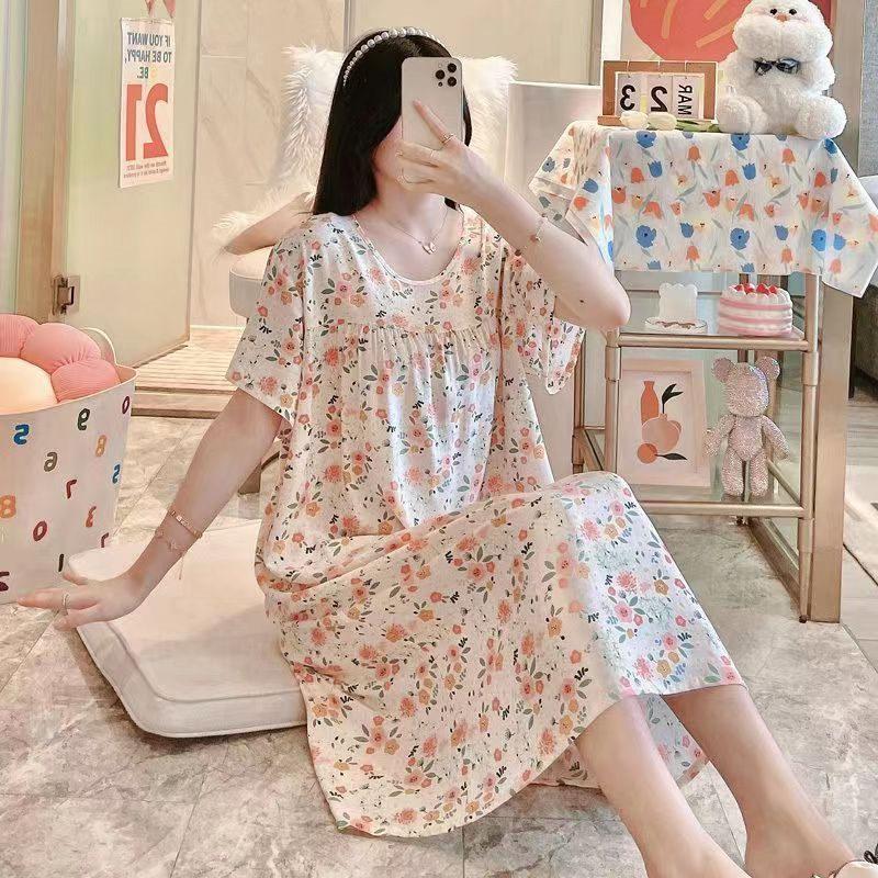 ネグリジェ パジャマ ワンピース レディース ゆったり 夏 花柄 着心地 部屋着 体型カバー かわいい | ブランド登録なし | 10