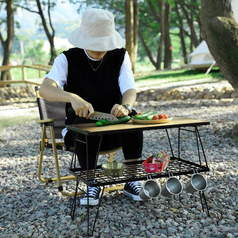 フィールドラック キャンピングラック 収納ケース付き 天板付き マットブラック コンパクトアウトドアテーブル 折りたたみ テーブル棚 | ブランド登録なし | 20