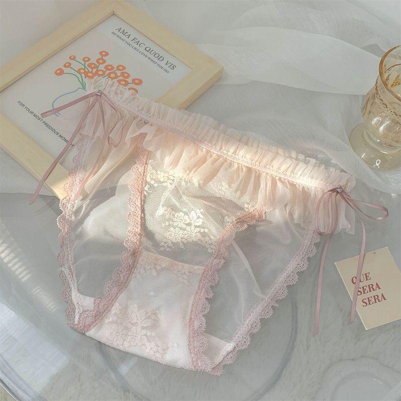 ふんどしショーツ ショーツ 下着 インナー レディース 女性 単品 ふんどし型 パンツ パンティ 通気性 透け感 シースルー レース リボン 綺麗 | ブランド登録なし | 02