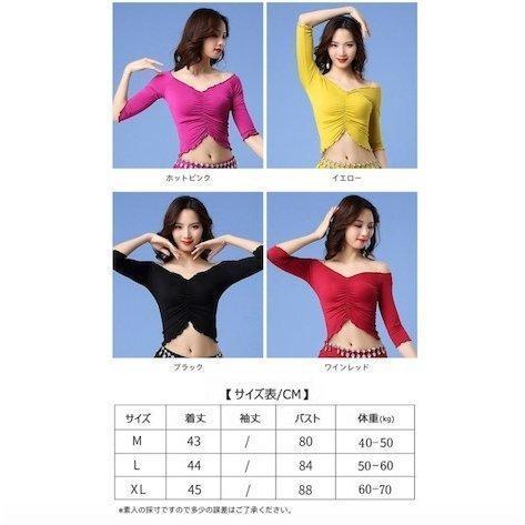 レディース ベリーダンス ス 上着 社交ダンス 4色Vネック五分袖 レッスン着 練習服 ダンス衣装 ベリーダンスウェア 全店2点 | ブランド登録なし | 01