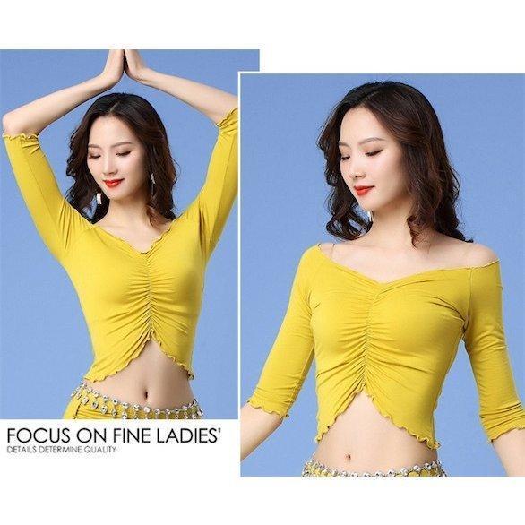 レディース ベリーダンス ス 上着 社交ダンス 4色Vネック五分袖 レッスン着 練習服 ダンス衣装 ベリーダンスウェア 全店2点 | ブランド登録なし | 03