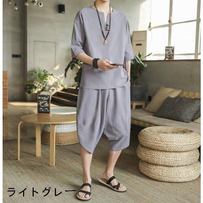 甚平 メンズ じんべい セットアップ 上下セット 半袖 作務衣 夏用 男性用 麻 浴衣 着物 部屋着 夏祭り 花火大会 しじら織り おしゃれ | ブランド登録なし | 02