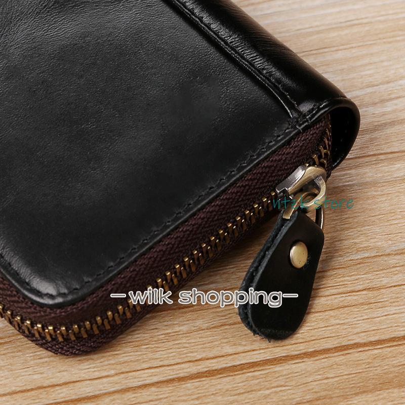 財布 メンズ 二つ折り ミニ財布 お札折らない レザー ファスナー 小銭入れあり 薄い 大容量 RFID スキミング 防止 カードケース 革 | ブランド登録なし | 11