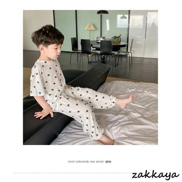 パジャマ キッズ 子供服 2点セットアップ 男女兼用 ジュニア 春夏星柄 薄手 半袖 長ズボン ルームウェア 部屋着 おしゃれ 可愛い 柔らかい | ブランド登録なし | 08