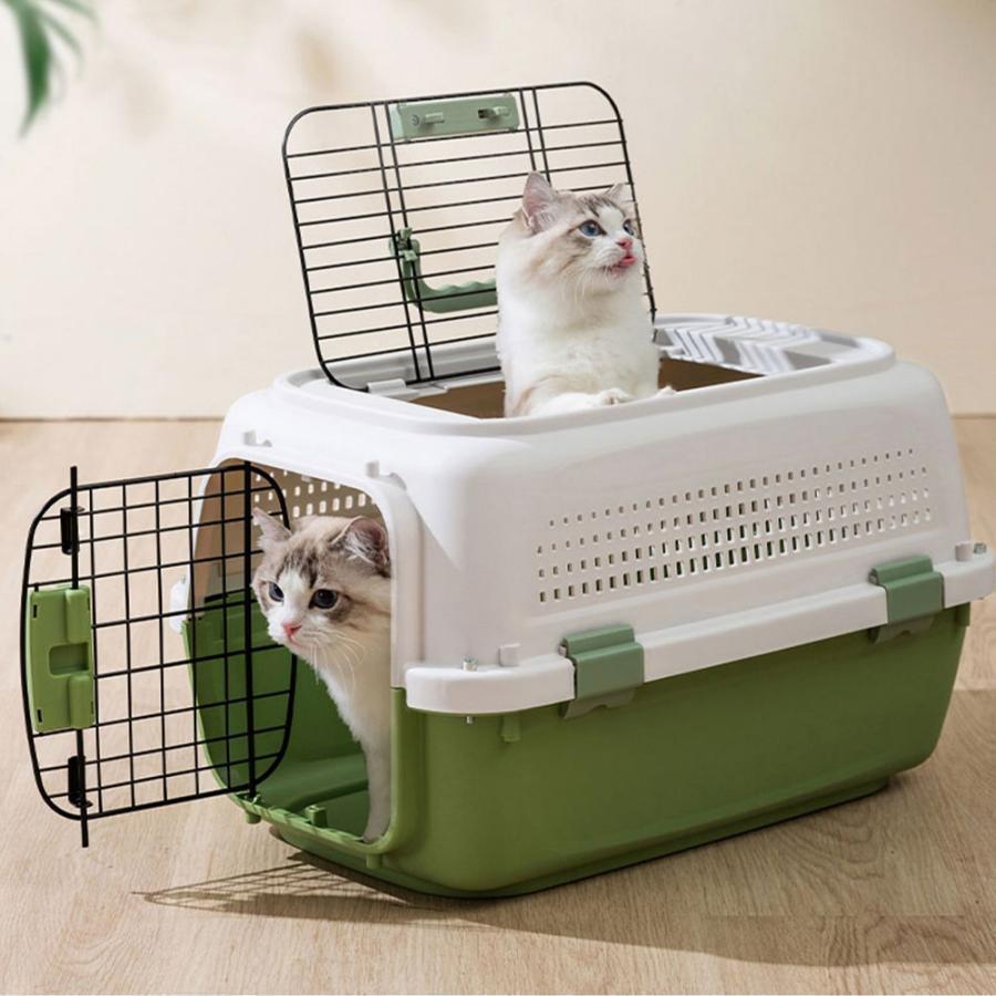 ペットキャリーケース ハード 小型 犬 猫 上扉 ペットキャリーバッグ 持ち運び 軽量 クレート ペットハウス ドッグキャリーバッグ 頑丈 旅行 車 | ブランド登録なし | 18