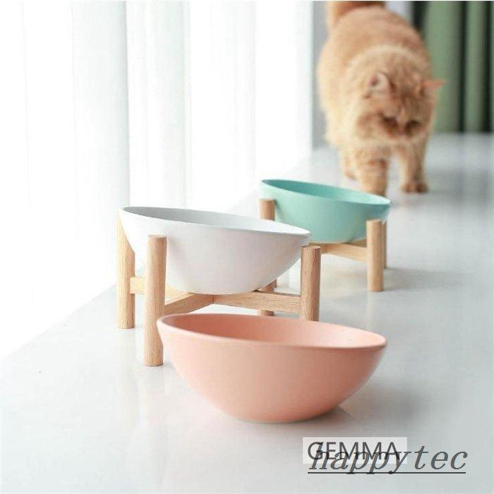 猫用食器 犬 (小型犬) フードボール ボウル 餌皿 エサ皿 陶器茶碗 木製棚 スタンド 食べやすい １５°傾斜 ペット用品 フードスタンド 可愛い | ブランド登録なし | 10