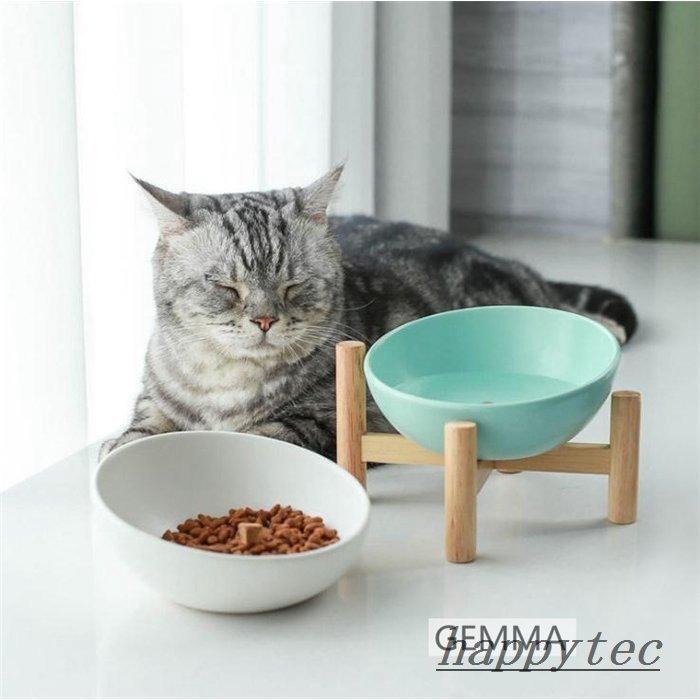 猫用食器 犬 (小型犬) フードボール ボウル 餌皿 エサ皿 陶器茶碗 木製棚 スタンド 食べやすい １５°傾斜 ペット用品 フードスタンド 可愛い | ブランド登録なし | 11