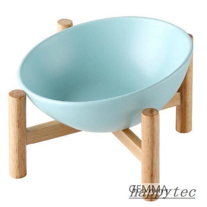 猫用食器 犬 (小型犬) フードボール ボウル 餌皿 エサ皿 陶器茶碗 木製棚 スタンド 食べやすい １５°傾斜 ペット用品 フードスタンド 可愛い | ブランド登録なし | 15