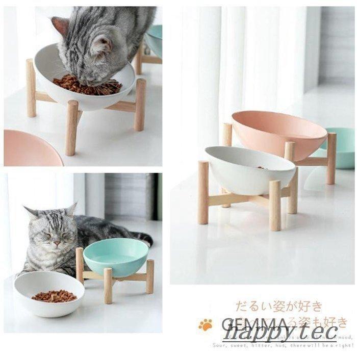 猫用食器 犬 (小型犬) フードボール ボウル 餌皿 エサ皿 陶器茶碗 木製棚 スタンド 食べやすい １５°傾斜 ペット用品 フードスタンド 可愛い | ブランド登録なし | 08