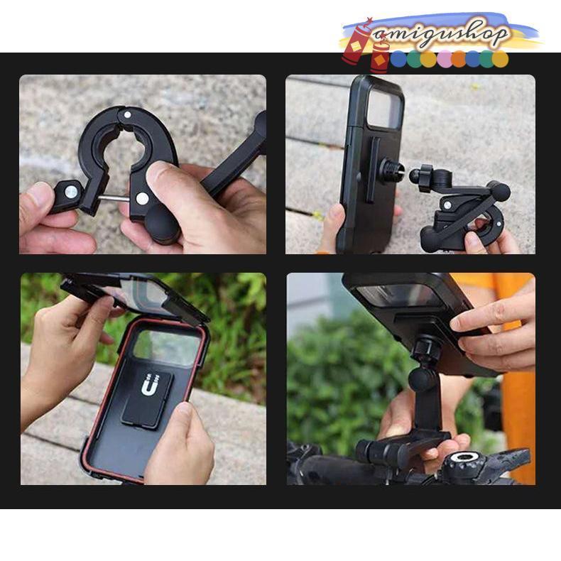 スマホホルダー 携帯ホルダー マウント スタンド ケース 自転車 ロードバイク オートバイ 防水 固定 落下防止 360度回転 | ブランド登録なし | 13