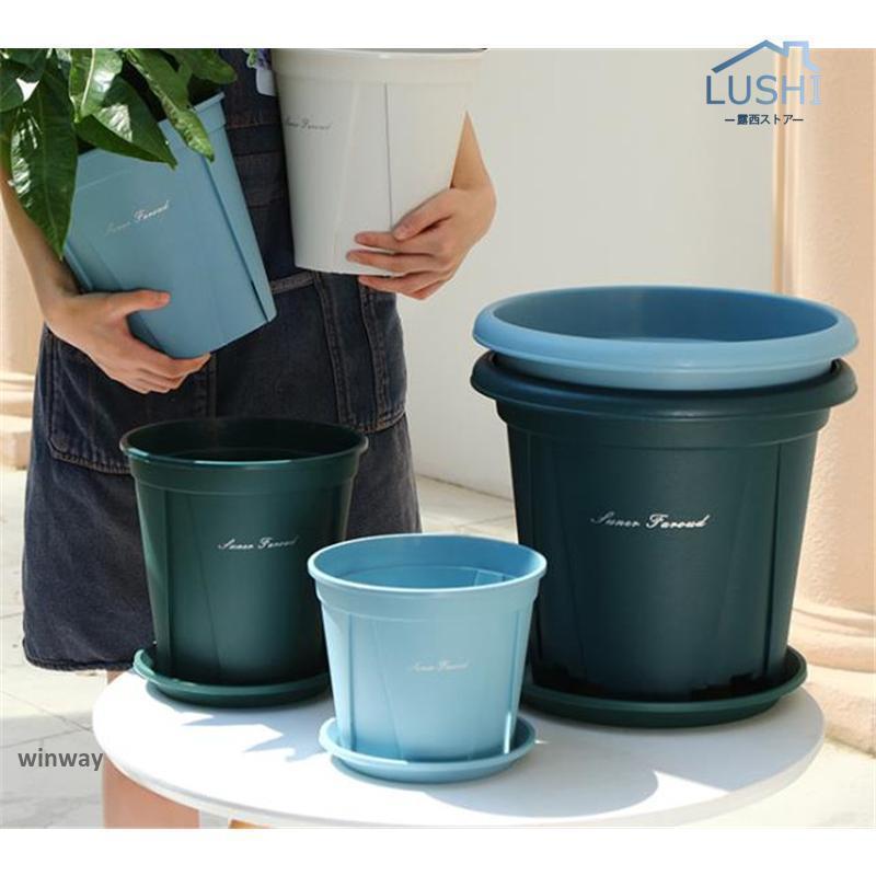 植木鉢 プランター プラ鉢 受け皿付き 24cm 10個入り 7.3L 8号鉢 観葉植物鉢 多肉植物 排水穴付き 北欧風 室内 庭 3色 ソリッド | ブランド登録なし | 10