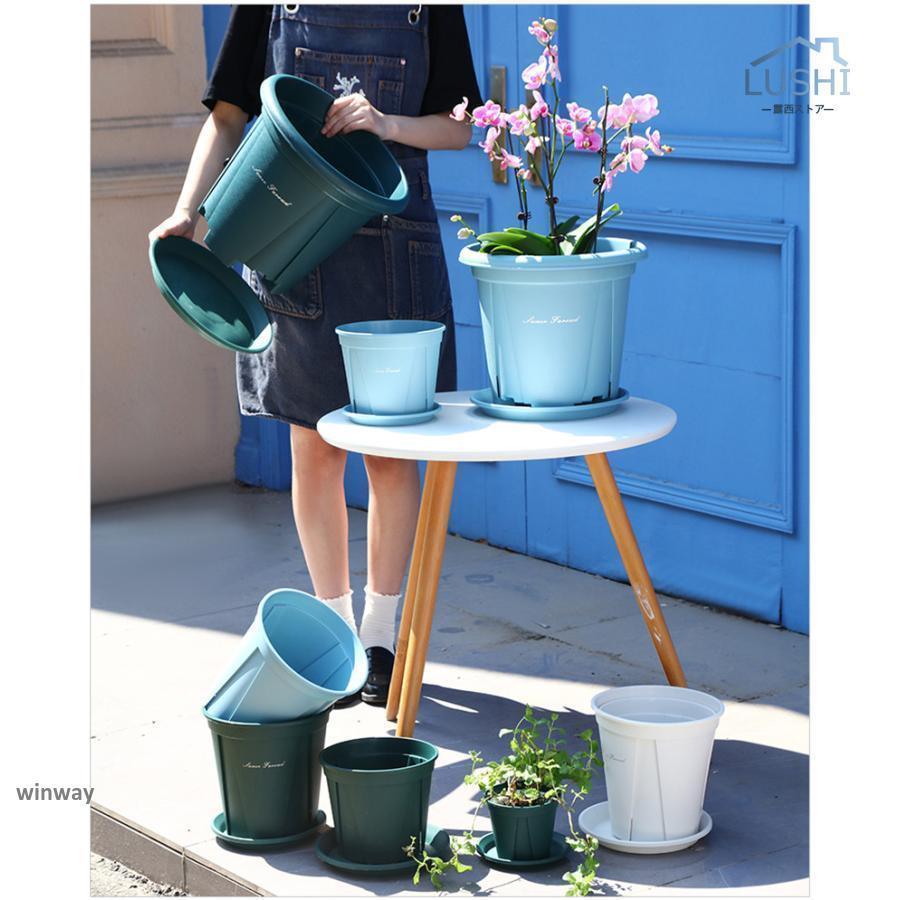 植木鉢 プランター プラ鉢 受け皿付き 24cm 10個入り 7.3L 8号鉢 観葉植物鉢 多肉植物 排水穴付き 北欧風 室内 庭 3色 ソリッド | ブランド登録なし | 06