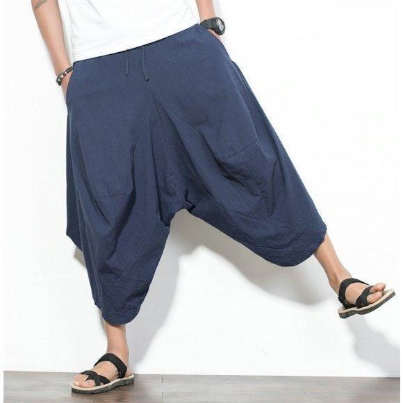 メンズ サルエルパンツ 棉麻 ゆったり ワイドパンツ ハーフパンツ 春夏 薄め 七分丈 ポケット ガウチョパンツ クロップドパンツ 全店2点 | ブランド登録なし | 04
