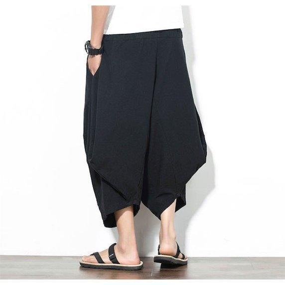 メンズ サルエルパンツ 棉麻 ゆったり ワイドパンツ ハーフパンツ 春夏 薄め 七分丈 ポケット ガウチョパンツ クロップドパンツ 全店2点 | ブランド登録なし | 06