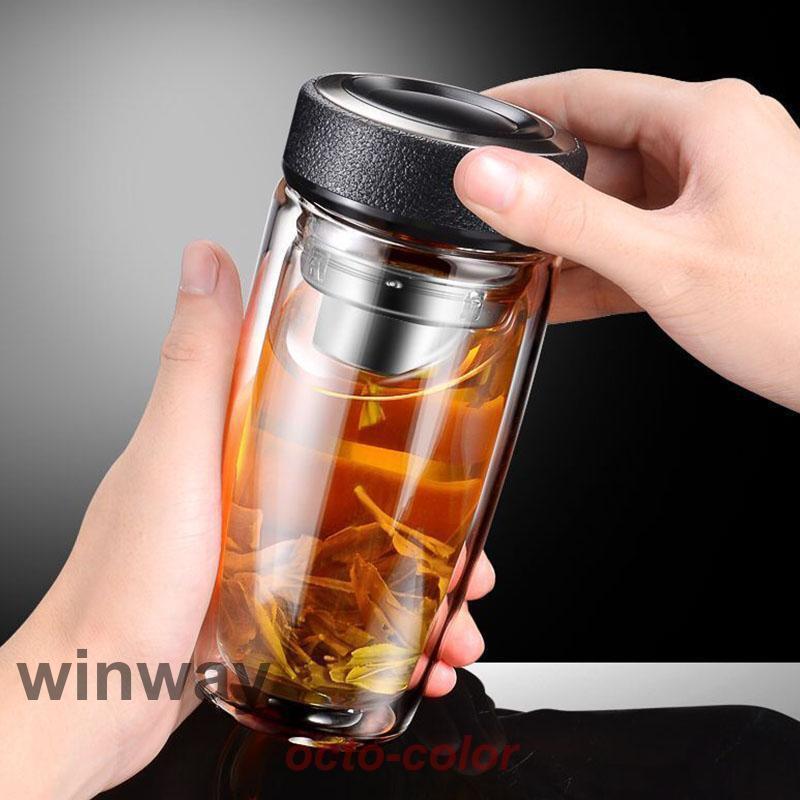 ティーボトル 400ml ボトル 茶こし付き ガラス 水筒 耐熱ボトル ティーカップ ティーポットマイボトル マグボトル 透明 耐熱 二重ガラ | ブランド登録なし | 10