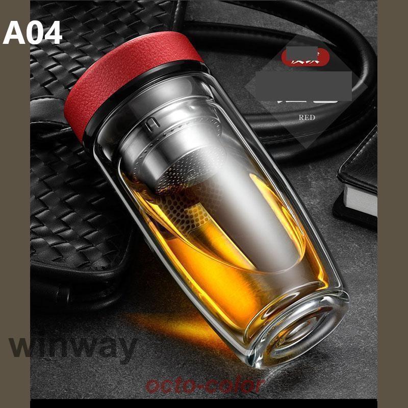 ティーボトル 400ml ボトル 茶こし付き ガラス 水筒 耐熱ボトル ティーカップ ティーポットマイボトル マグボトル 透明 耐熱 二重ガラ | ブランド登録なし | 04