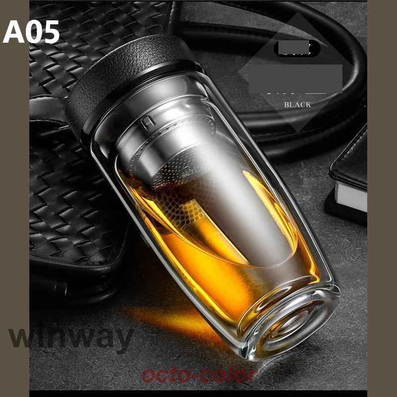 ティーボトル 400ml ボトル 茶こし付き ガラス 水筒 耐熱ボトル ティーカップ ティーポットマイボトル マグボトル 透明 耐熱 二重ガラ | ブランド登録なし | 05