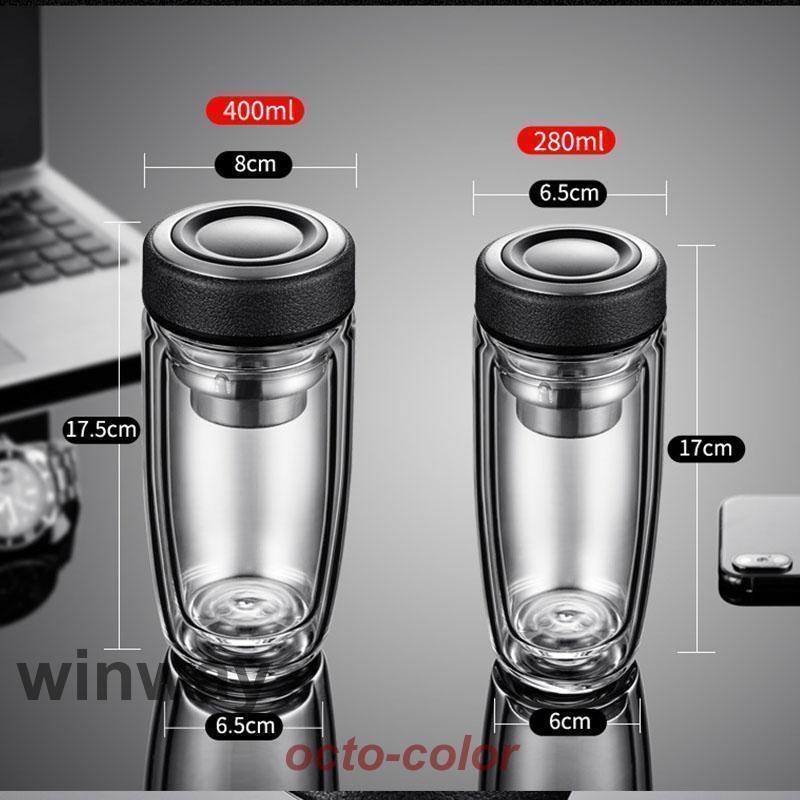 ティーボトル 400ml ボトル 茶こし付き ガラス 水筒 耐熱ボトル ティーカップ ティーポットマイボトル マグボトル 透明 耐熱 二重ガラ | ブランド登録なし | 06