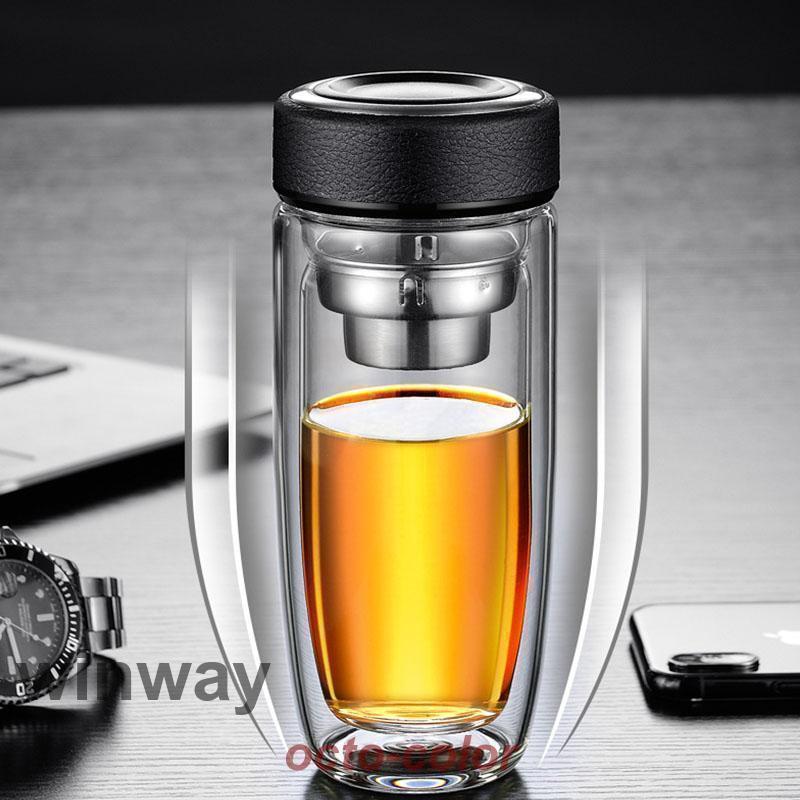 ティーボトル 400ml ボトル 茶こし付き ガラス 水筒 耐熱ボトル ティーカップ ティーポットマイボトル マグボトル 透明 耐熱 二重ガラ | ブランド登録なし | 08