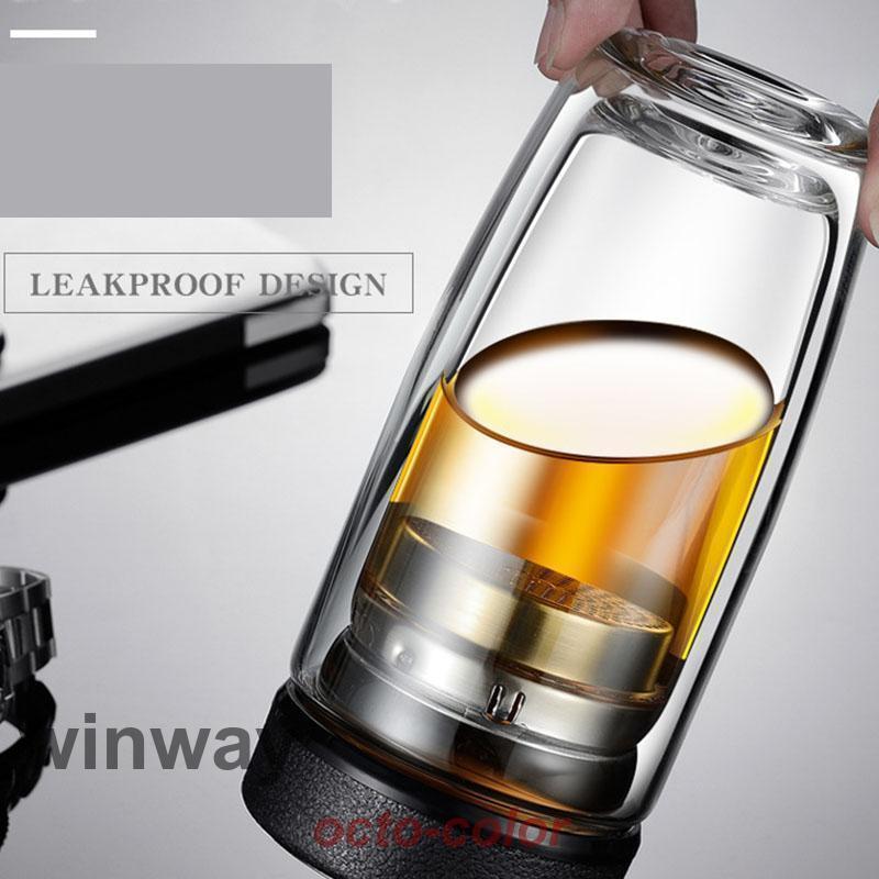 ティーボトル 400ml ボトル 茶こし付き ガラス 水筒 耐熱ボトル ティーカップ ティーポットマイボトル マグボトル 透明 耐熱 二重ガラ | ブランド登録なし | 09