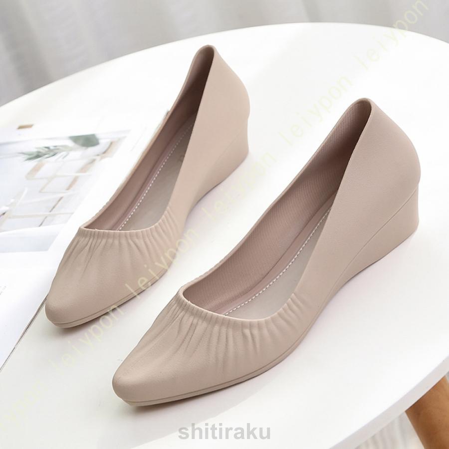ウエッジソール パンプス ポインテッドトゥ ニット ローヒール 走れるパンプス アッパーニット きれいめ 美脚 歩きやすい 痛くない スリッポン | ブランド登録なし | 10
