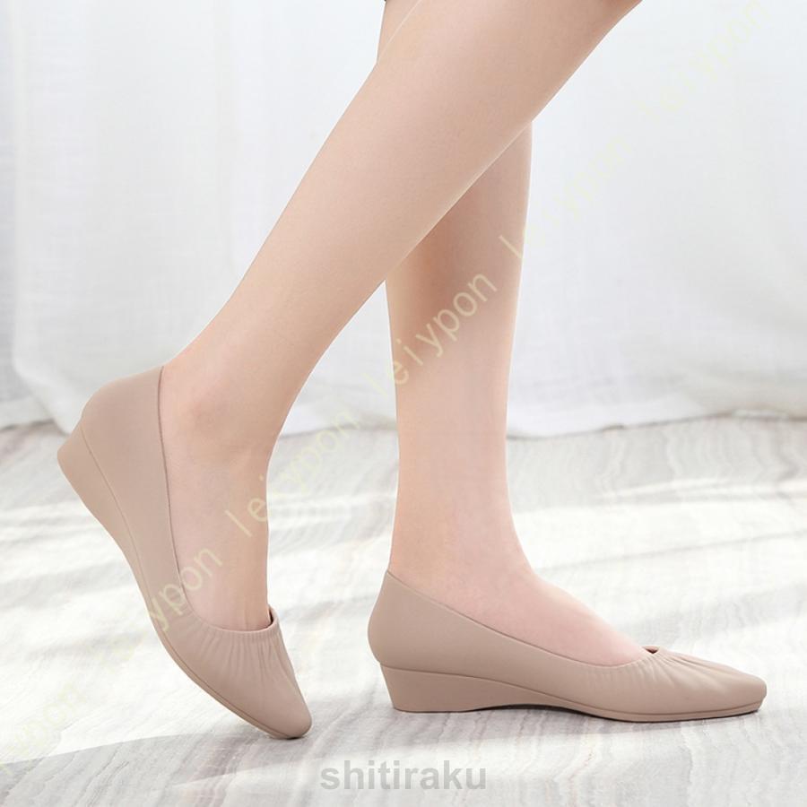 ウエッジソール パンプス ポインテッドトゥ ニット ローヒール 走れるパンプス アッパーニット きれいめ 美脚 歩きやすい 痛くない スリッポン | ブランド登録なし | 13