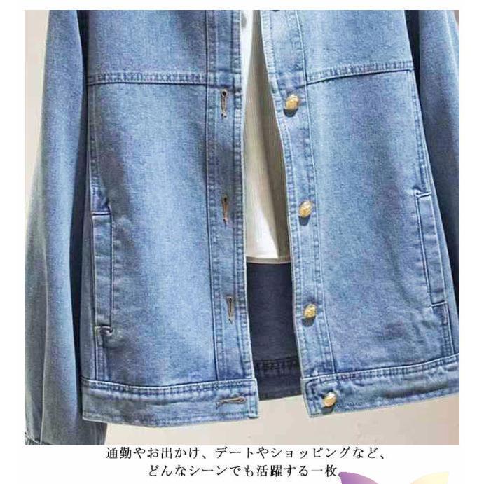 デニムジャケット 春 アウター レディース ノーカラージャケット 長袖 Gジャン デニム ノーカラー ジャケット ライトアウター 立ち襟 ゆったり ノ | ブランド登録なし | 09