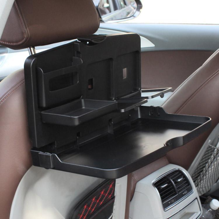 車載後部座席テーブル 車載 後部座席シートバック テーブル 折り畳み式 ドリンクホルダー付 カップトレイホルダー 多機能 車内 食事 内装 ブラック | ブランド登録なし | 04