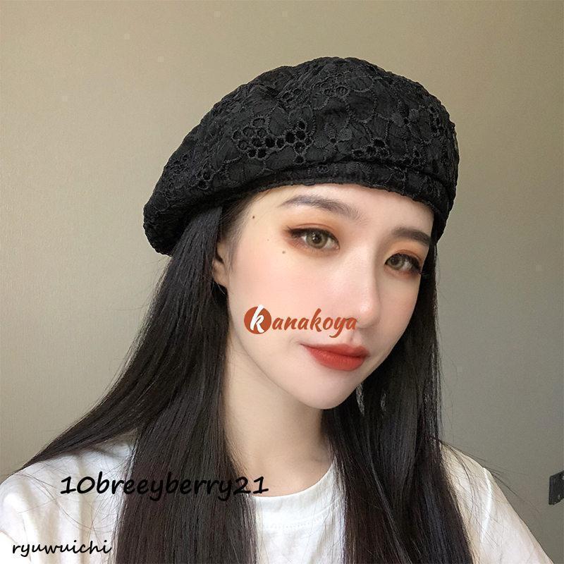サマーニットベレー帽 レディース 春夏 帽子 レース 小顔効果 ファッション 小物 ハットリネンライク 伸縮性 ゴム 無地 シンプル | ブランド登録なし | 02