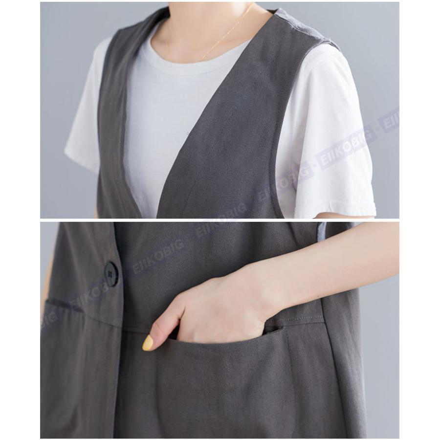 レディース ロング 春 夏 薄手 カーディガン リネン ロングジレ ジレ ノースリーブ ロングジレ トレンチ 綿麻 ロング 夏 大きいサイズ | ブランド登録なし | 14