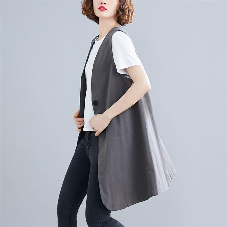 レディース ロング 春 夏 薄手 カーディガン リネン ロングジレ ジレ ノースリーブ ロングジレ トレンチ 綿麻 ロング 夏 大きいサイズ | ブランド登録なし | 03