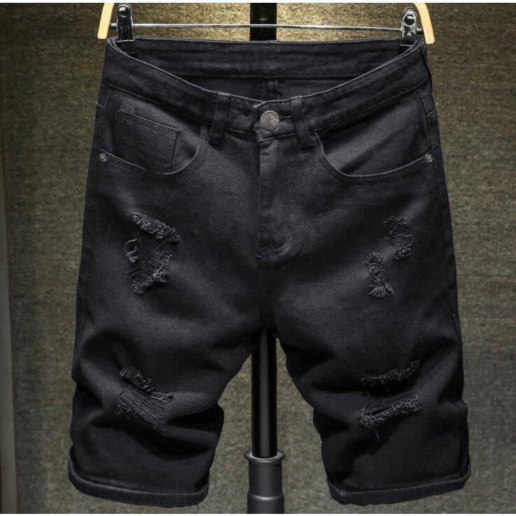 ホワイト ショート ダメージ デニムパンツ 28-38ストレートパンツ メンズ デニム ハーフパンツ Gパン 半ズボン 伸縮無 ショーツ ジーパン | ブランド登録なし | 02