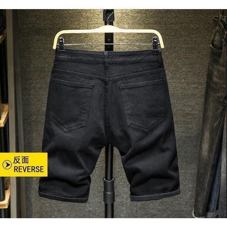 ホワイト ショート ダメージ デニムパンツ 28-38ストレートパンツ メンズ デニム ハーフパンツ Gパン 半ズボン 伸縮無 ショーツ ジーパン | ブランド登録なし | 03