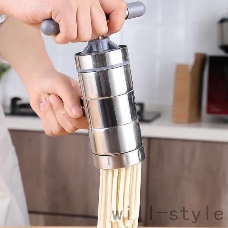 麺作り 手作り パスタマシン 製麺機 手動式 2/5種類キャップ付き ステンレス製 回転式 多用途 パスタマシーン そば うどん ラーメン 中華麺 | ブランド登録なし | 04