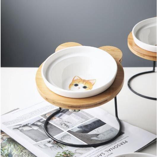 フードボウル ペット用 台付き 猫食器 犬食器 猫用 小型犬用 食器 餌やり 水やり用品 かわいい 2連 2皿 | ブランド登録なし | 04