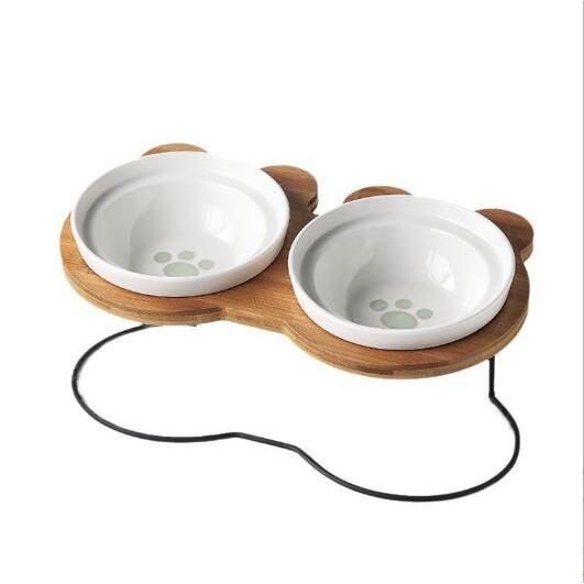 フードボウル ペット用 台付き 猫食器 犬食器 猫用 小型犬用 食器 餌やり 水やり用品 かわいい 2連 2皿 | ブランド登録なし | 05