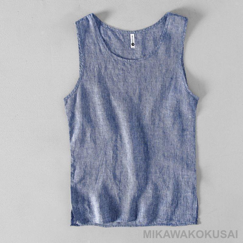 リネンＴシャツ 袖なし タンク メンズ カットソー 無地 麻ス インナー 夏 インナー 男性 カジュアル 亜麻 薄手 快 | ブランド登録なし | 03